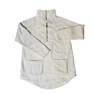 Soft Surroundings Cream Ecru Plush Fleece Pullover Tunic Top Over the Moon Small
